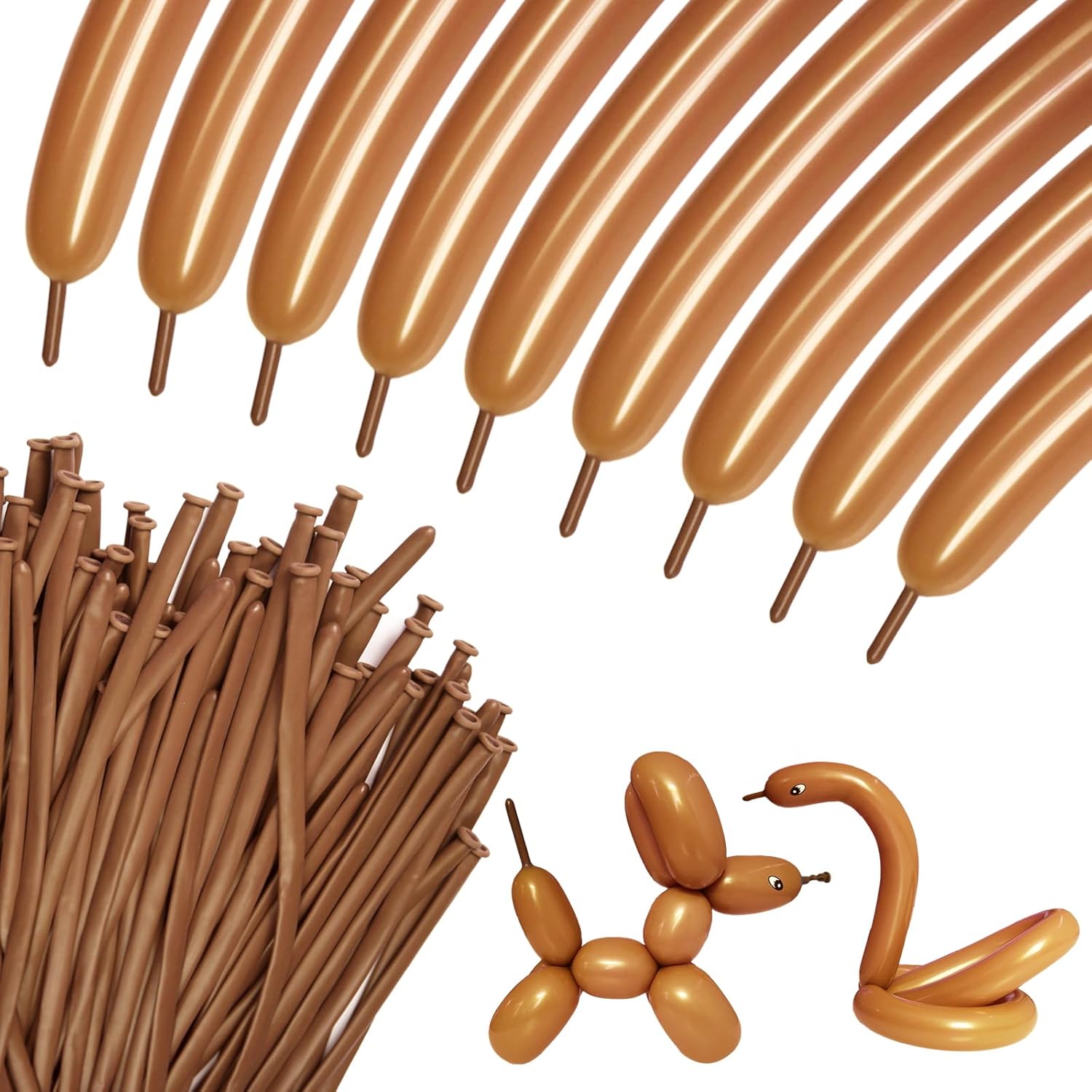 Skiennix 100Pcs Brown Long Balloons - Thick Latex Twisting Balloons for Party Decorations | Cocoa