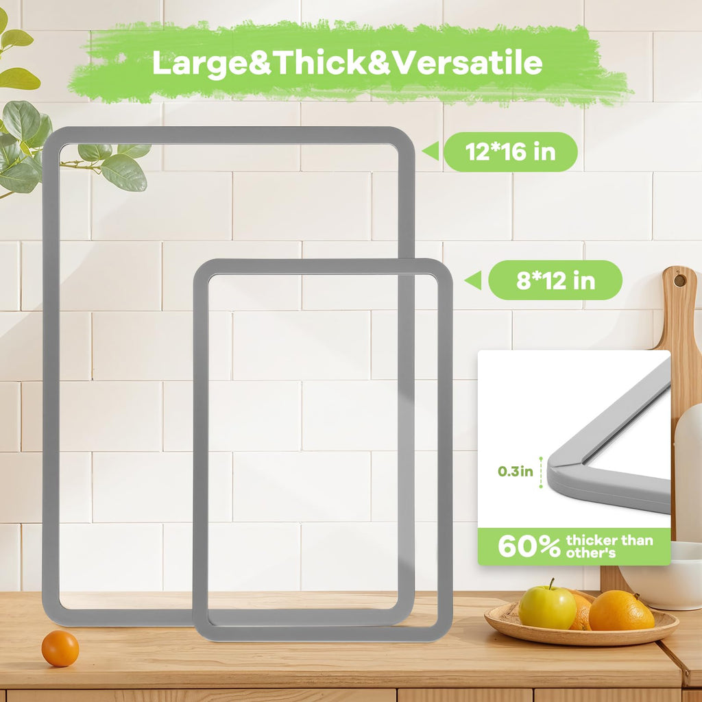 IDekooror Cutting Board, Tempered Glass Cutting Board for Kitchen Counter, 2Pcs Chopping Board Set with Non-Slip Silicone Edges, Heat Resistant, Dishwasher Safe, Kitchen Decoration