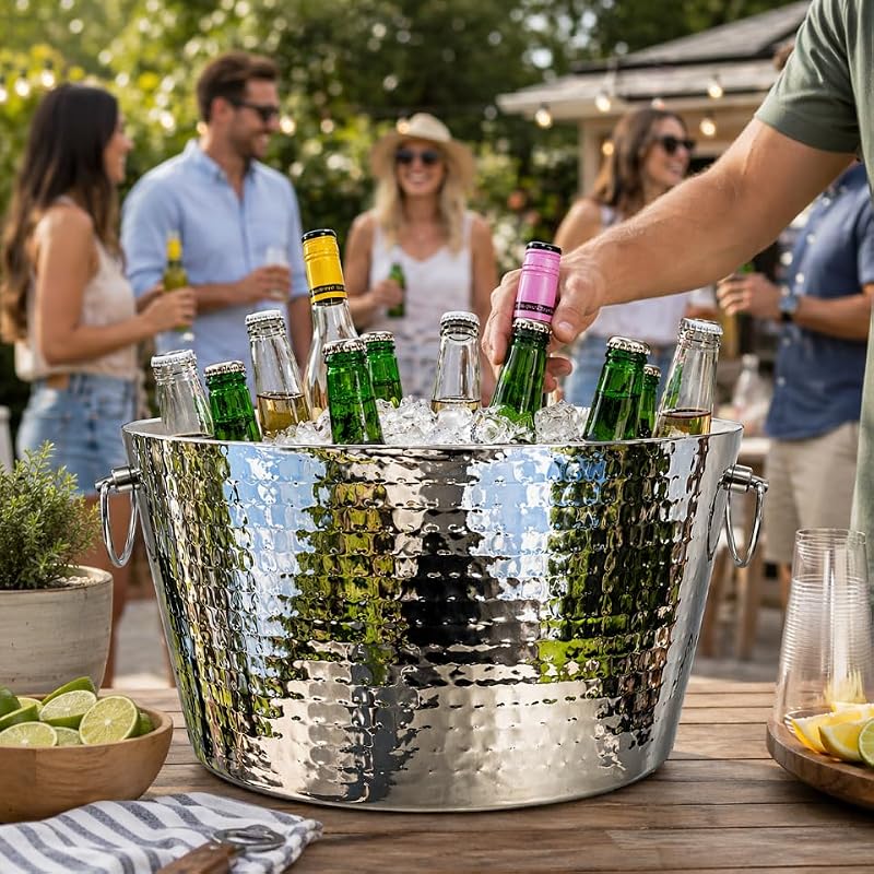 BREKX XL Insulated Stainless Steel Beverage & Ice Bucket - Heavy Duty, Leak-Proof, 25 Qt