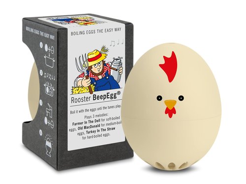 Rooster Beepegg – Egg Timer for Boiling Eggs – Musical Egg Cooker for Soft, Medium, Hard Boiled Eggs – Food Safe – Singing Floating Egg Timer – Egg Cooker for 3 Levels of Doneness - Brainstream