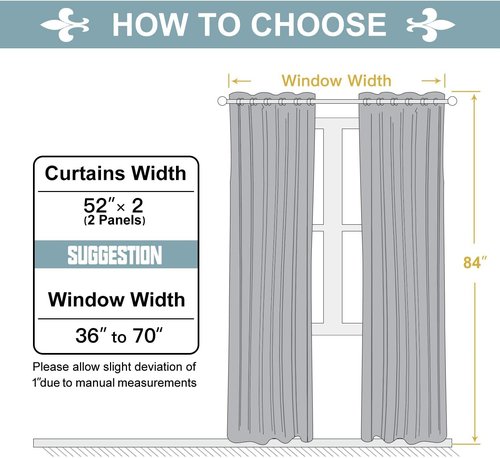 ChrisDowa Grommet Blackout Curtains - Thermal Insulated Room Darkening Panels, Light Grey, 52 x 84 Inch