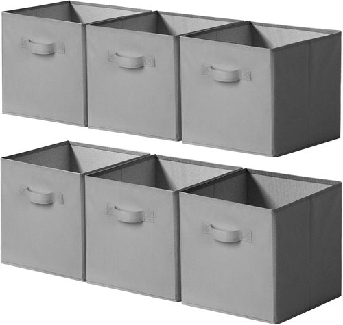 Cupic Cupid Storage Cubes - 11x11 Collapsible Bins with Handles | 6 Pack Organizer for Clothes & Toys - Gray