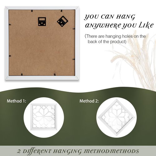 Tatuo 4 Pcs Mirrors Square Wall Mirror, Gorgeous Rustic Farmhouse Accent Mirror, Rustic for Bathroom Renovation Bedrooms Living Rooms, 12 x 12 Inch(Pure White)