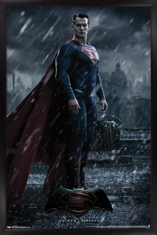 Trends International DC Comics Movie - Batman v Superman - Superman Wall Poster, 14.725" x 22.375", Black Framed Version