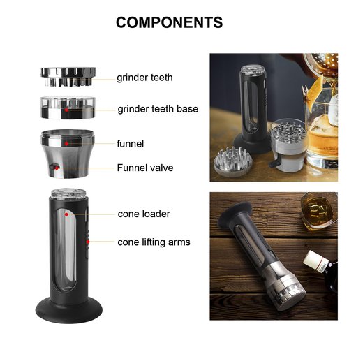 Free Boy 2-In-1 Herb Grinder Cone Loader Grinder Roller,Portable Grinder and Cone Filler,All-In-One Rolling Machine for King Size,Kitchen Use