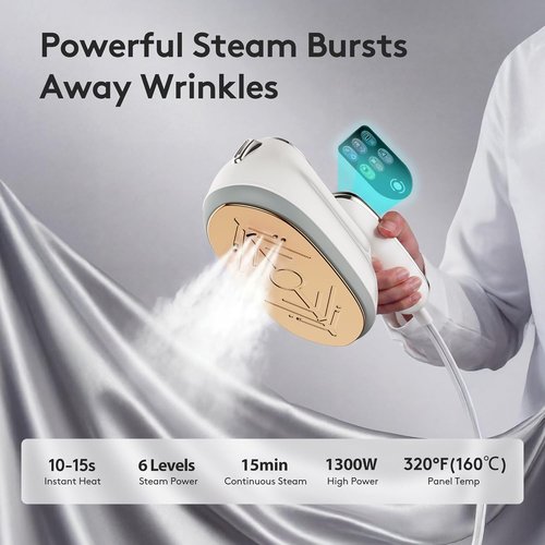 **Travel Steamer for Clothes by [Brand Name] - 1300W Power, 160mL Tank, 10s Heat-Up, 6 Modes | Ideal for Home & Travel**