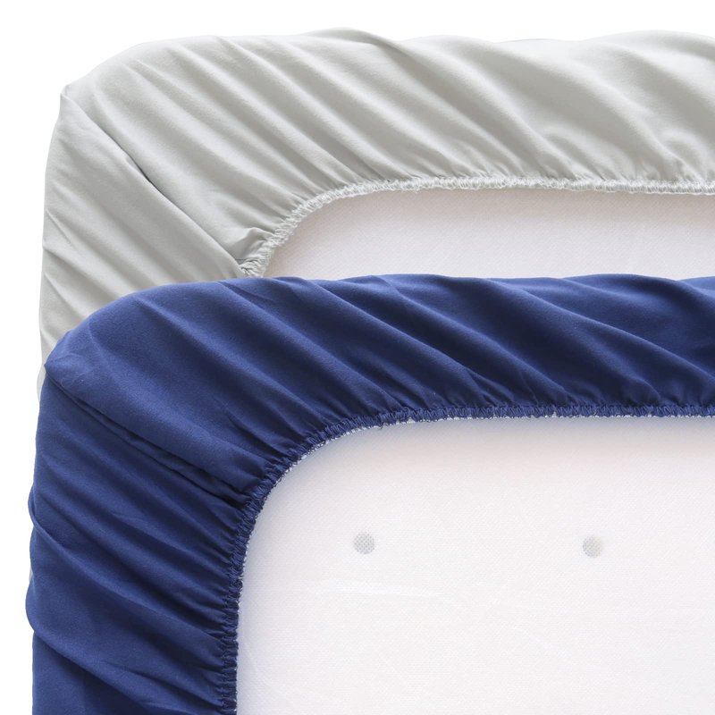 Baby Bassinet Sheets 4 Pack Compatible with 33" x 20" Mika Micky, Baby Delight, Dream On Me and Other Rectangle Bassinet Mattress, Ultra Soft & Skin Friendly, Washer & Dryer, Grey and Navy Blue