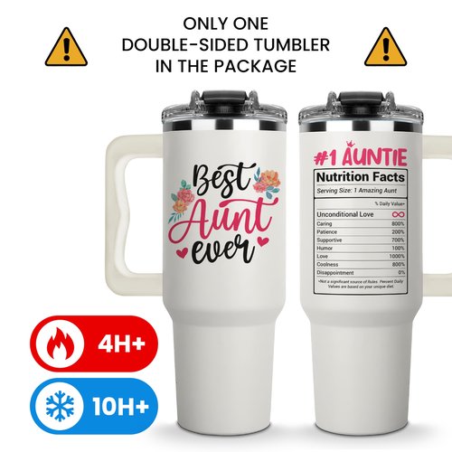 Vivulla68 Best Aunt Ever Tumbler 40Oz With Handle, Aunty Gifts from Niece Nephew, Best Auntie Ever Present, Aunty Cup, Funny Drinking Cups Ideas For Her, Gift for Auntie