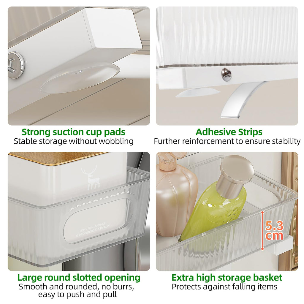 NRCUWI 2 Pack Under Sink Organizer, Pull Out Cabinet Organizer 2 Tier Slide Out, Under Sink Organizers and Storage Height Adjustable for Kitchen Bathroom Cabinet, Metal