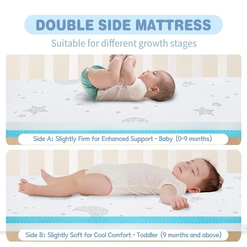 QHUCBAEG Pack and Play Mattress, 38x26 Pack N Play Mattresses Pad with Breathable Jacquard Cover, Dual-Sided Soft & Firm Memory Foam Baby Mattress for Pack N Play