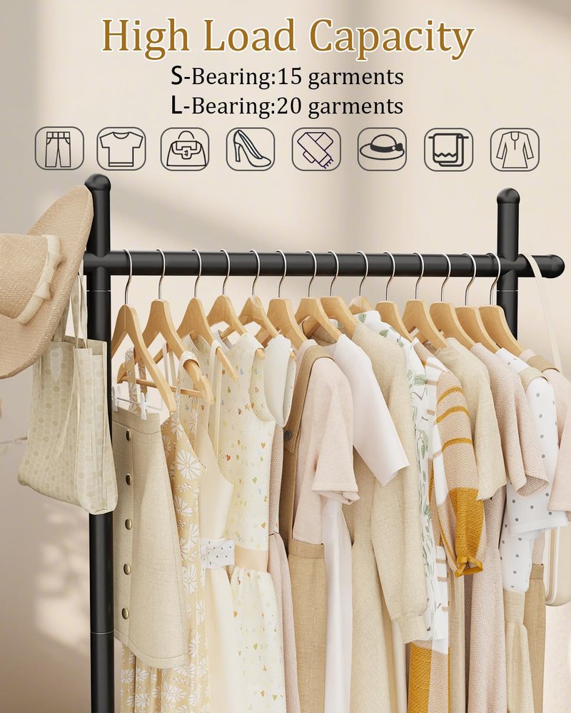 ENUMAIL Coat Rack Freestanding with Natural Rock Base, Metal Coat Hanger Stand, Industrial Garment Rack, Clothes Tree for Bedroom Living Room Office To Hang Clothes, Hats, 68.9in, Black, Large