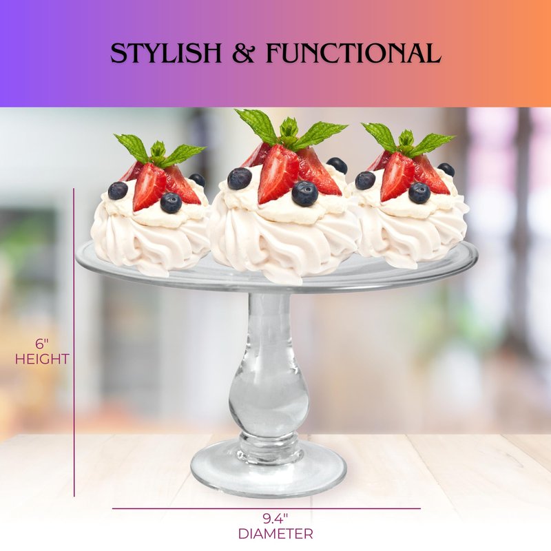 ARTLAND Simplicity Dessert Stand, 9.4-inches - Hand Blown Clear Glass, Ideal for Cakes, Cupcakes, Pastries, and More - Ideal for Everyday Entertainment & Special Occasions