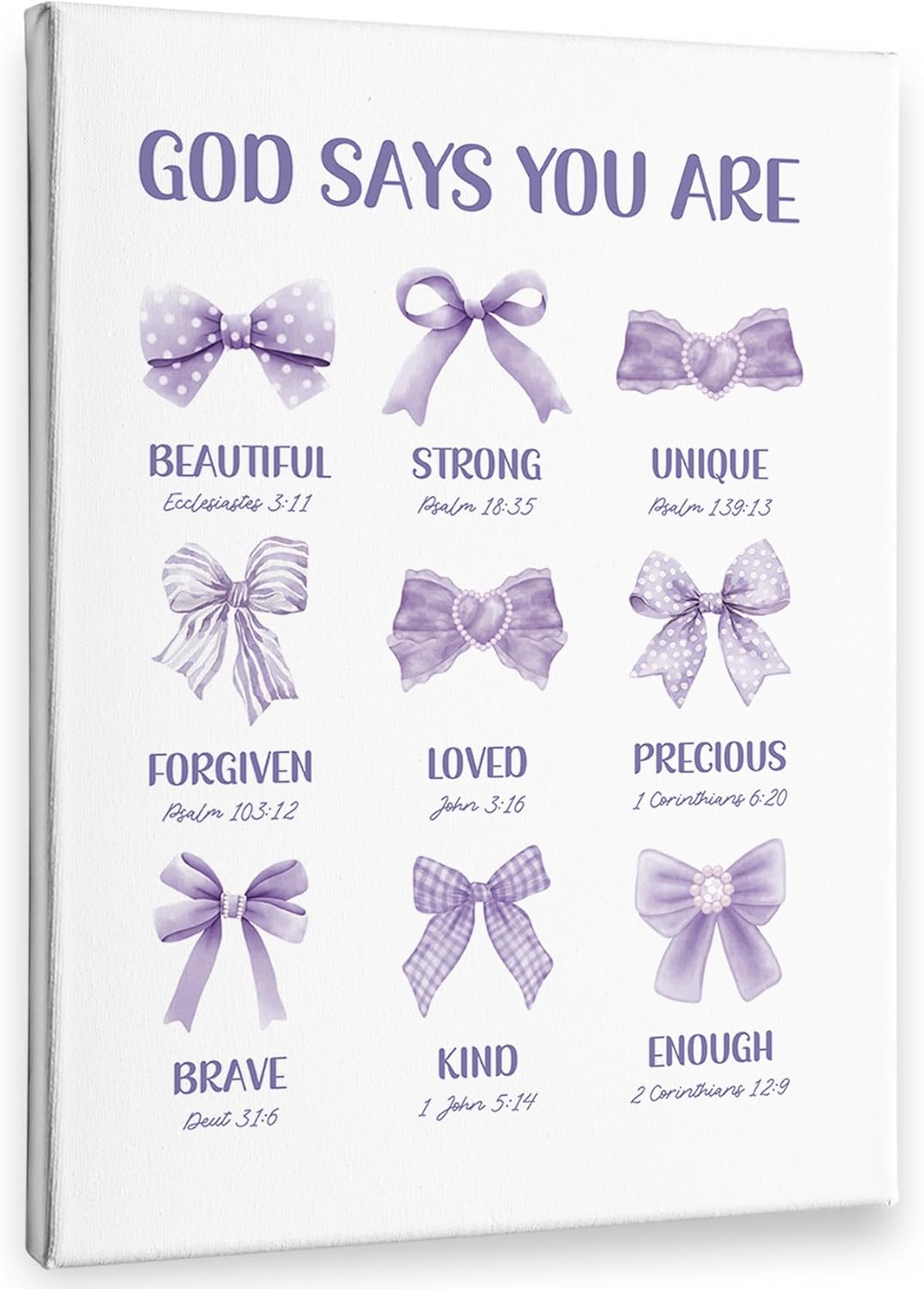 PHAMTE Christian Wall Art Decor - Inspirational Purple Bow Canvas 11x14 for Girly Room & Dorm