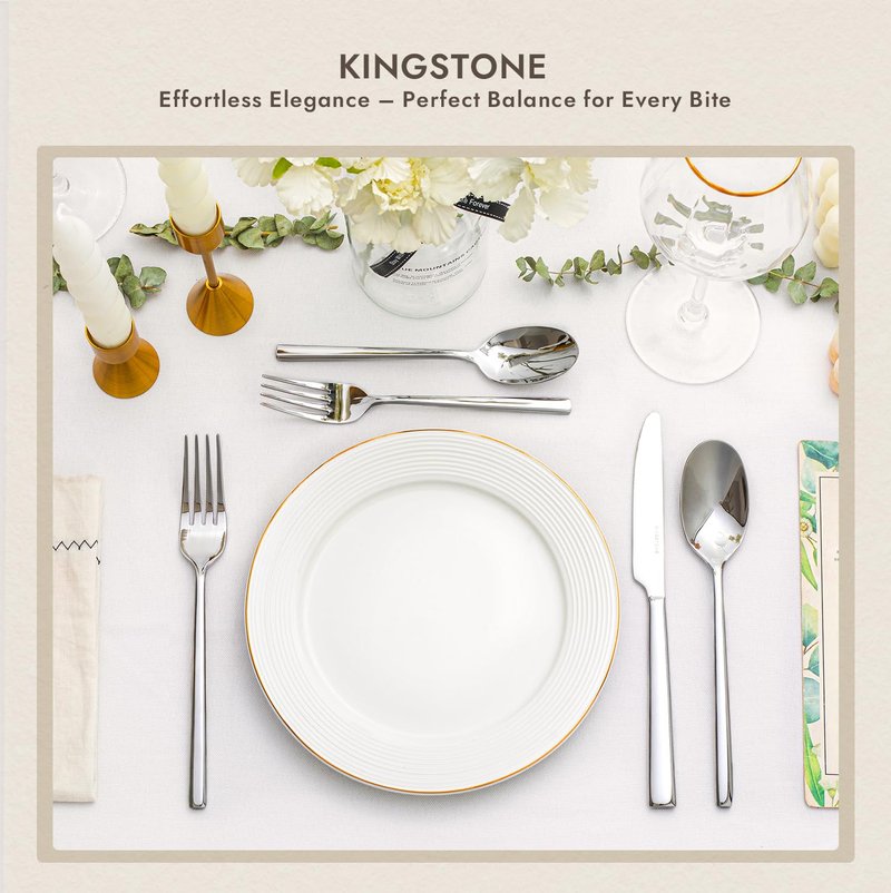 KINGSTONE Dinner Forks Set, 24-Piece Silverware Flatware Cutlery Dessert Forks (8.3-Inch), Forged Food-Grade Stainless Steel, Mirror Finish & Dishwasher Safe, Use for Kitchen, Home, Wedding, Party