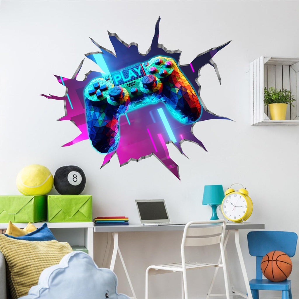 YIMEHDAN 3D Game Wall Decals - Removable Vinyl Stickers for Gamers | 35.8” x 32.4” Playroom Decor