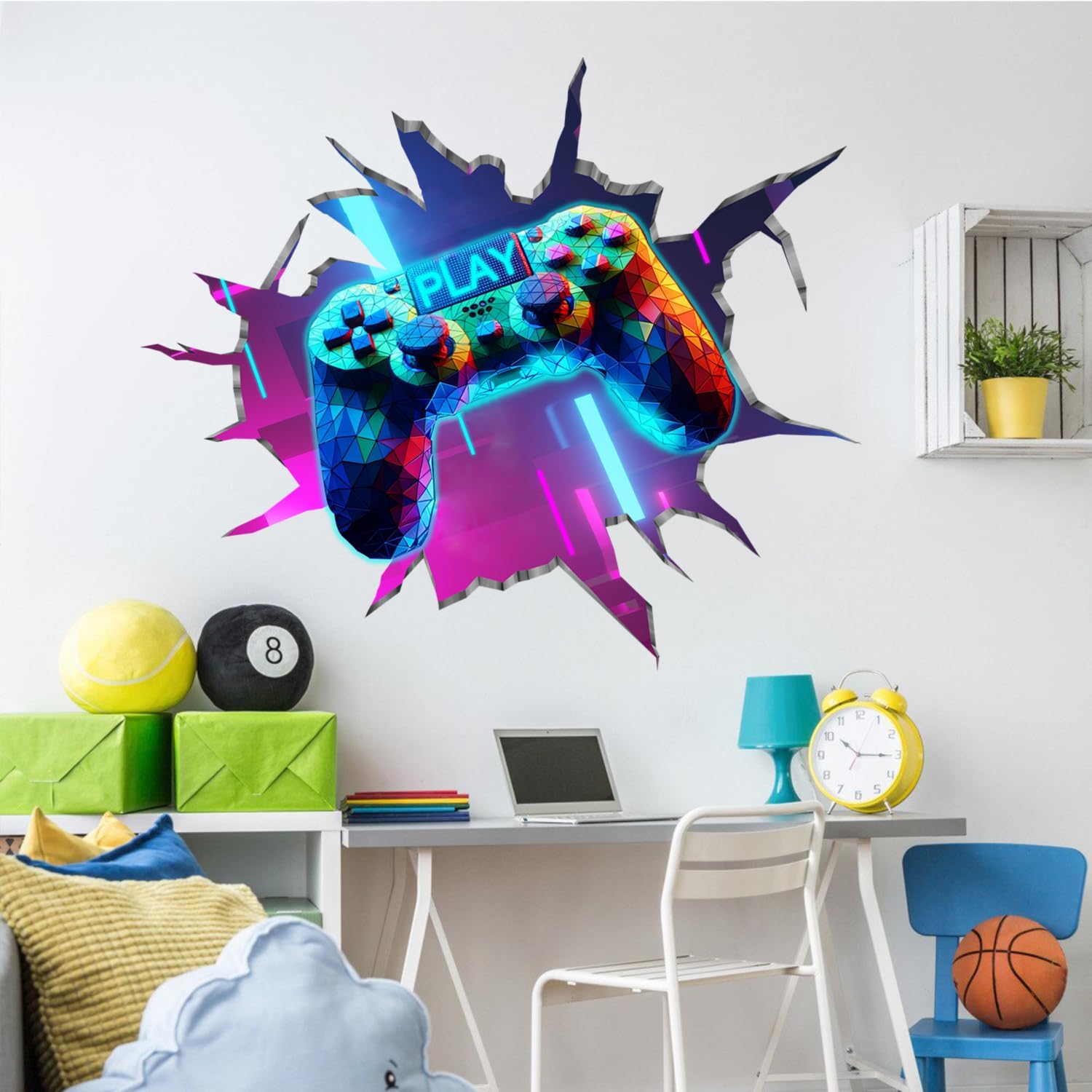 YIMEHDAN 3D Game Wall Decals - Removable Vinyl Stickers for Gamers | 35.8” x 32.4” Playroom Decor