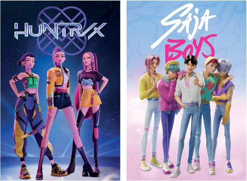 Huntrix K-Pop Demon Hunters Poster Set - 2 Unframed TV Show Movie Posters | 24" x 36" Each