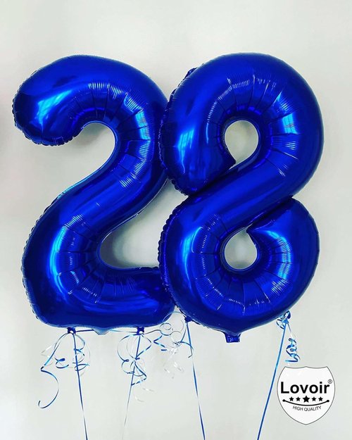 28 Number Balloons by [Brand Name] - 40 Inch Navy Blue Foil Mylar Helium Balloons for Birthday & Anniversary Celebrations