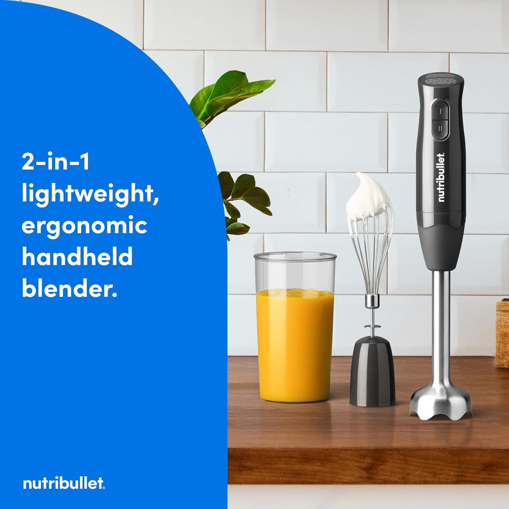 Nutribullet Immersion Blender - Powerful Dark Gray Handheld Mixer for Smoothies & Soups