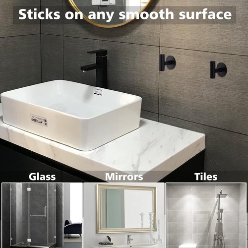 Bntuk Heavy Duty Adhesive Hooks - Waterproof Stainless Steel Wall Hooks for Bathroom | 2 Pack