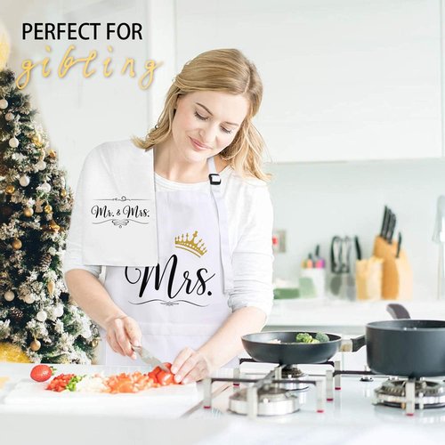 YNMAI Wedding Gifts for Couples, Mr and Mrs Aprons Engagement Presents for His and Her, Kitchen Cooking Bride To Be Gifts, Funny Wedding Gifts Box for Friend Sister Hubby and Wifey