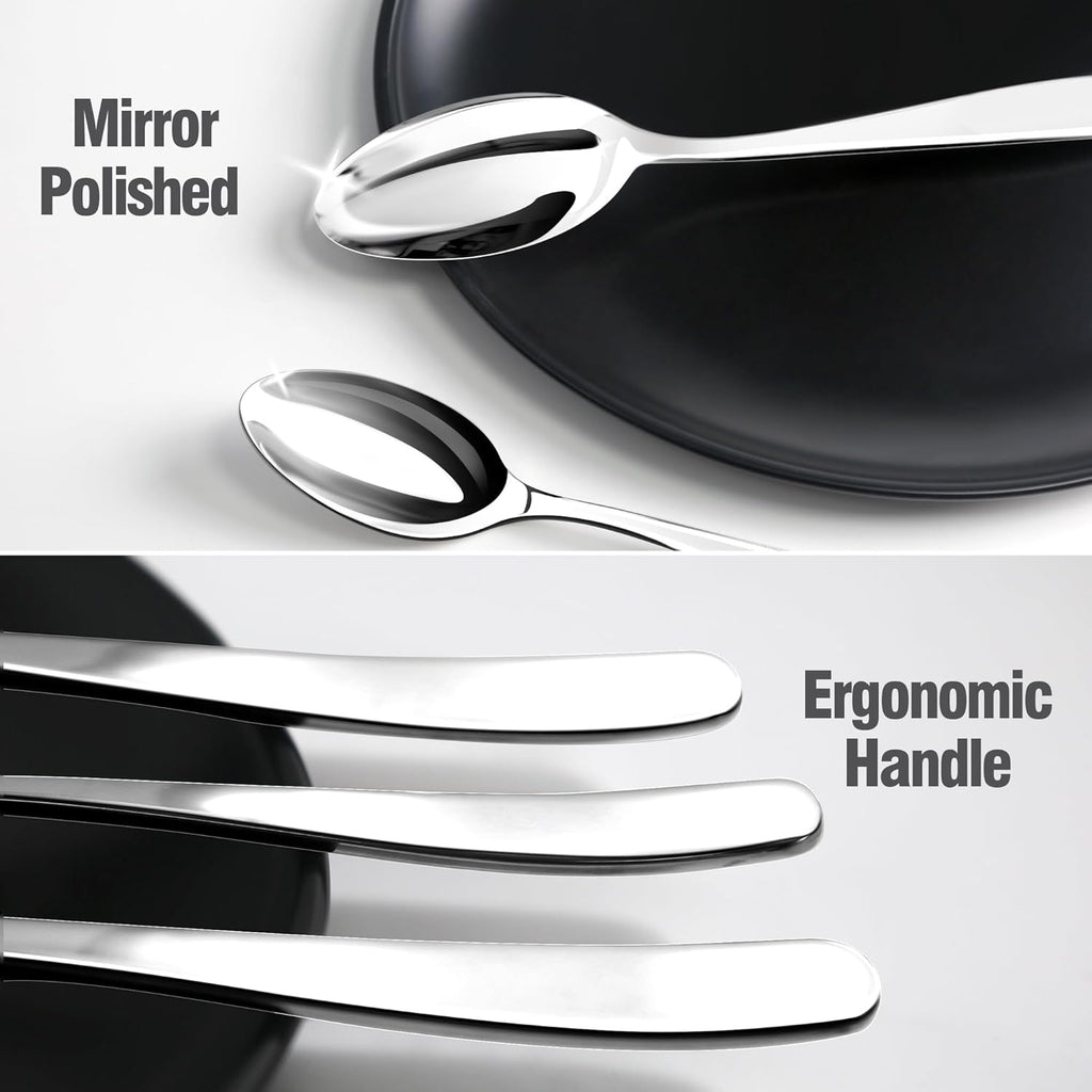 Regine Switzerland 40-Piece Silverware Set for 8 | 18/10 Stainless Steel, Mirror Polished, Dishwasher Safe