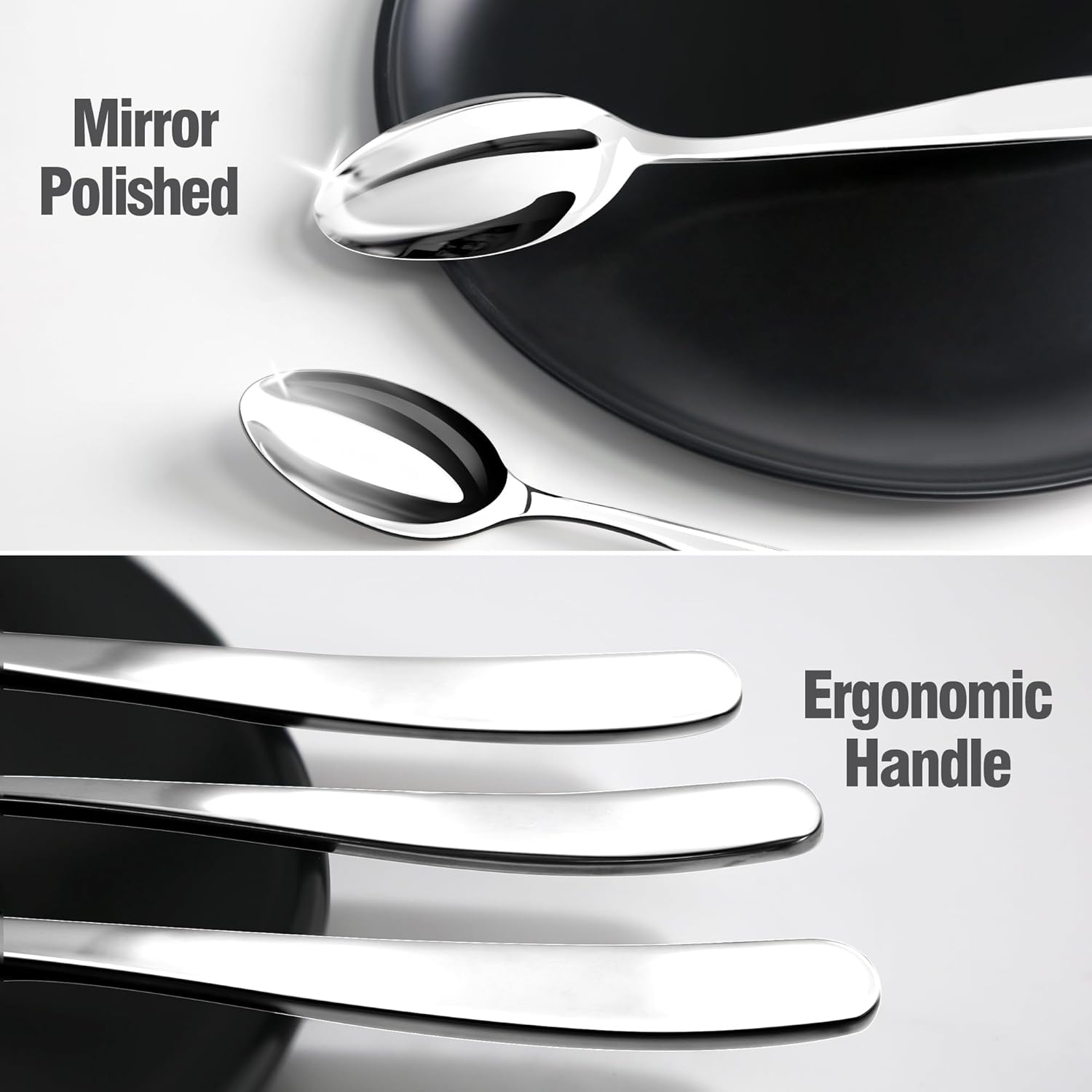 Regine Switzerland 40-Piece Silverware Set for 8 | 18/10 Stainless Steel, Mirror Polished, Dishwasher Safe