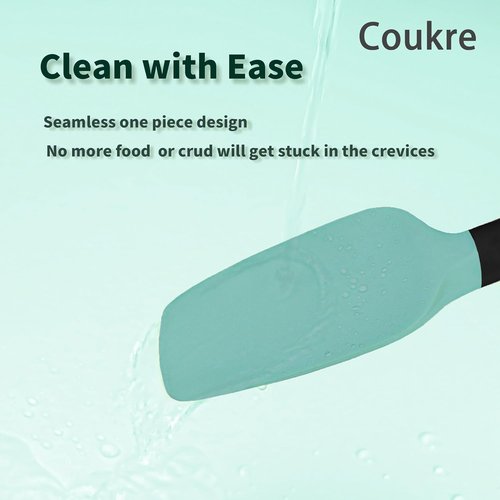 Coukre Silicone Spatula Set - High Temperature Resistant, Food Grade, Dishwasher Safe | Aqua Green, 5-Piece Set