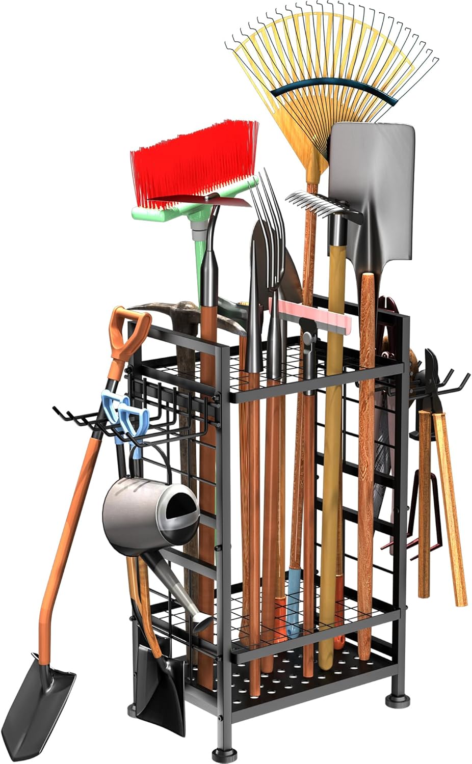 Skiennix 3-Tier Garden Tool Organizer - Heavy-Duty Metal Storage for Up to 78 Tools | Black