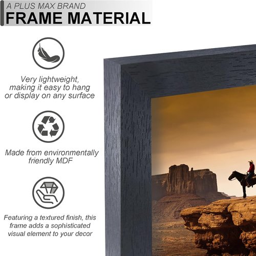 A PLUS MAX 8x10 Picture Frame Set of 2 - Lightweight Black Engineered Wood Frames for Photos | 8"x10" Size