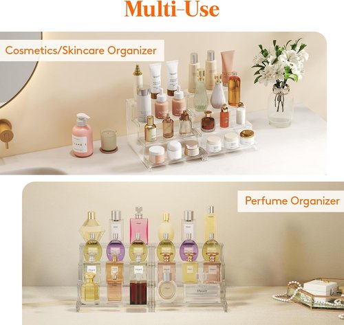 Lifewit Perfume Organizer - Clear Makeup Display Shelf for Vanity & Bathroom Counter | 23 cm (9")