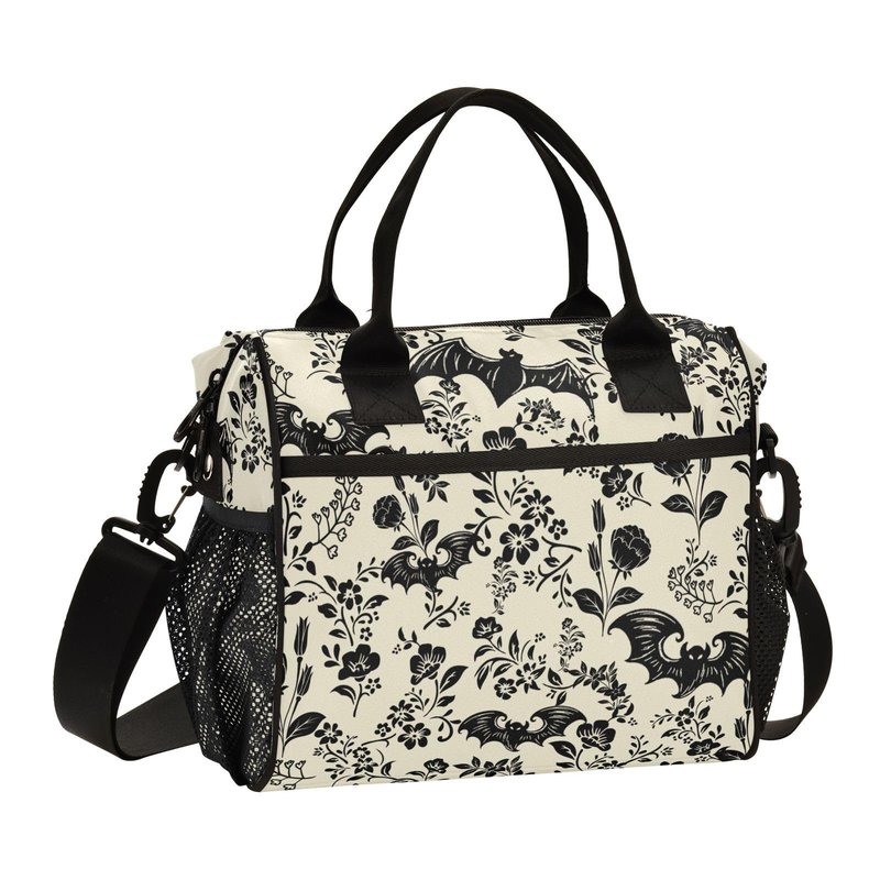 Goth Bat Pattern Lunch Bag & Lunch Box for Women with Adjustable Shoulder Belt Insulated Portable Lunch Tote Bag Cooler Bag for Girls Travel Office Picnic