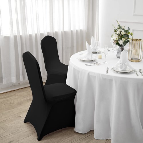 SuperO Waterproof Spandex Chair Cover 25PCS, Stretch Dining Chair Covers, Polyester Outdoor Chair Covers, Protector Stretch Chair Cover for Party Universal, Banquet, Wedding Event, Hotel(Black)
