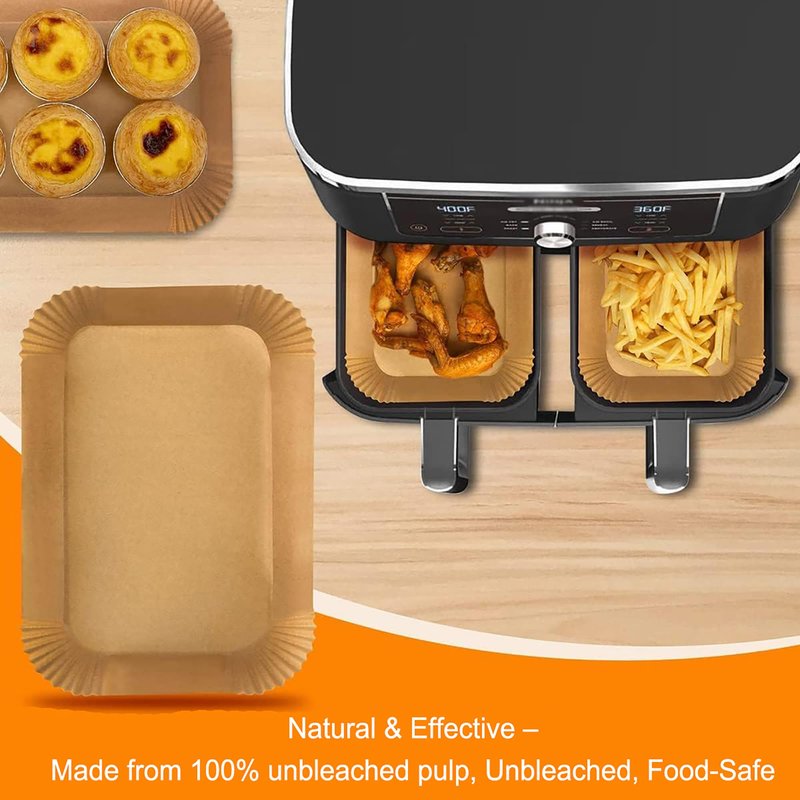 Air Fryer Liners 200 PCS for Ninja Foodi Dual Basket DZ201 DZ401 DZ550-9x6 Inch Disposable Parchment Paper, Food Grade Non-Stick Heat Resistant to 450°F, Zero PFAS