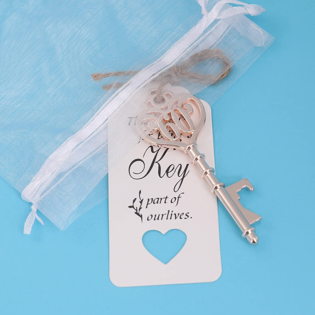 25 Pack 60th Birthday Party Favors 60 Shaped Key Bottle Openers for Birthday 60th Birthday Gifts Souvenirs for Guest,60th Birthday Party Decorations (25, Gold 60th)