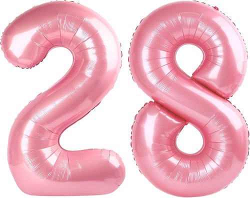 40 Inch Pearl Pink Birthday Balloons | 28 Number Balloons for Celebrations & Graduation Decor