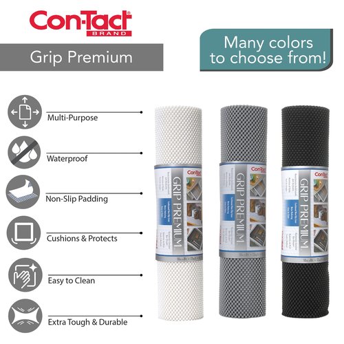 Con-Tact Brand Grip Premium Shelf Liner, Thick and Non-Adhesive Drawer Liner, Multi-Purpose and Easy to Use, 18" x 10', Black, Pack of 1