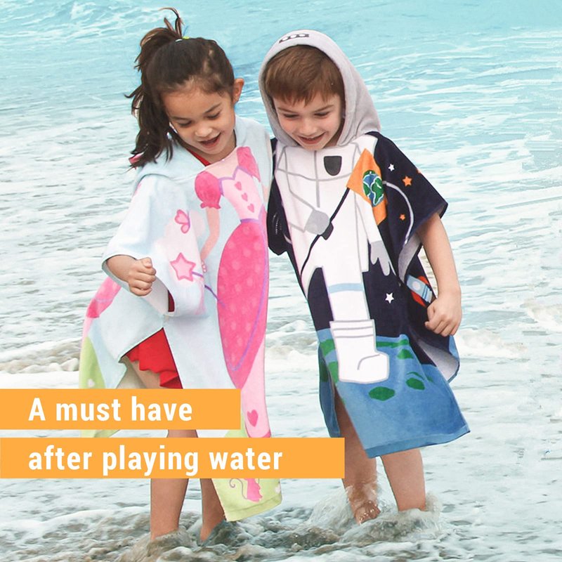 BANGSAUR Kids Hooded Towel Bath Beach Soft Cotton Towels Boys Absorbent Pool Wrap with Hood Baby Toddler Poncho Robe(Green Dinosaur,3-4Years/Height:33"-43")