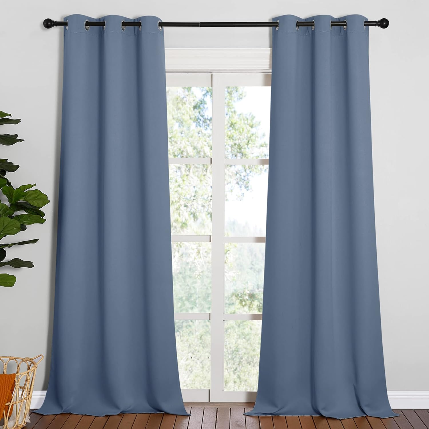 NICETOWN Blackout Curtains - Thermal Insulated & Noise Reducing | 90 Inches Long, Stone Blue, 42 Inches Wide (1 Pair)