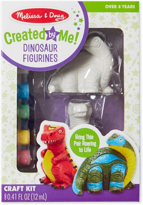 Melissa & Doug Dinosaur Figurines Craft Kit - Create Your Own Dinosaurs with 2 Resin Models & 6 Paints