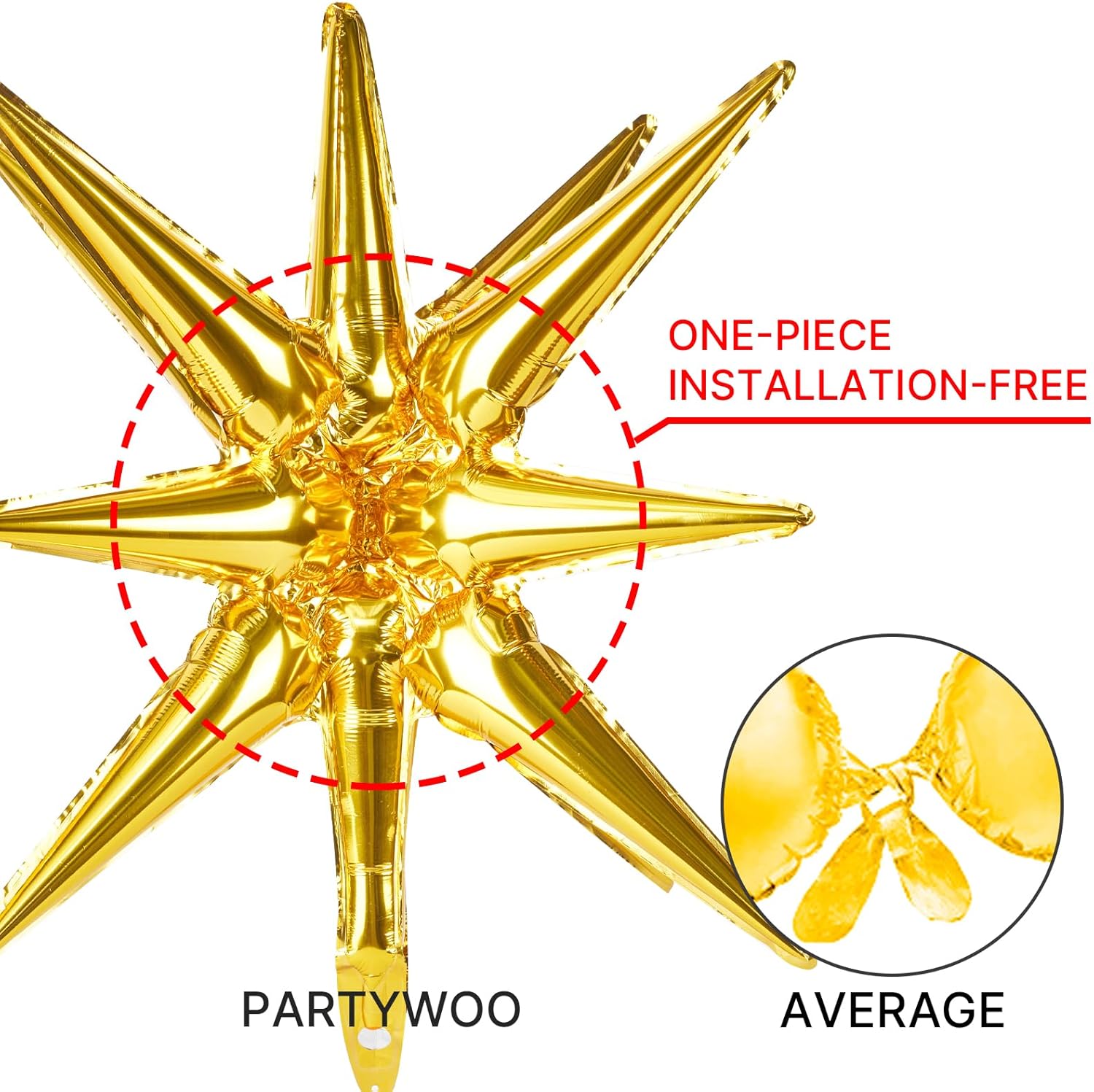 PartyWoo Metallic Gold Star Foil Balloons - 6-Piece Set in 22-Inch Sizes | Perfect for Graduation, Weddings & Birthdays