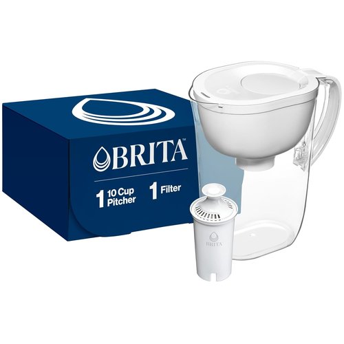 Brita Large Water Filter Pitcher - BPA-Free 10-Cup Capacity with SmartLight Indicator & 1 Filter | Bright White