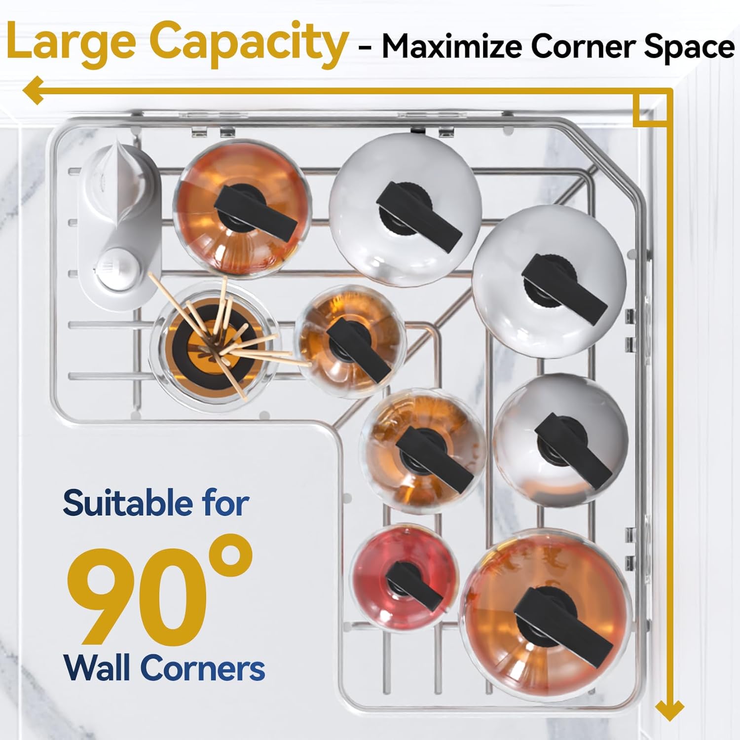 YASONIC Shower Caddy | 2-Pack Rustproof Stainless Steel Corner Shelves with Soap Holder - Silver