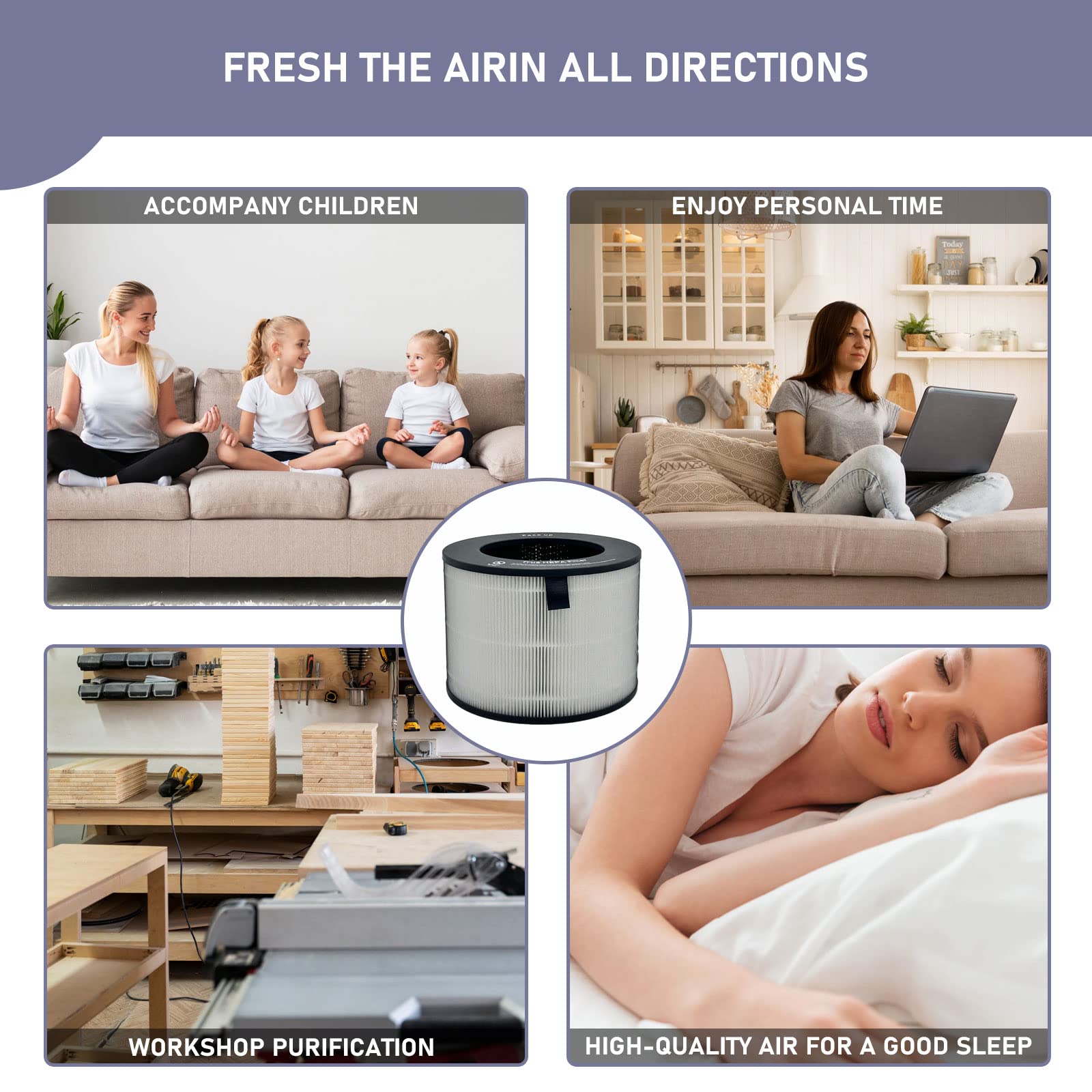 U9CV2B HEPA Filter Replacement Compatible with LG PuriCare AeroTower Fan U9CV2B / U9CS1C / U9CV1C Air Cleaner Purifier, 3-in-1 True HEPA Filter Replacement,1 Pack