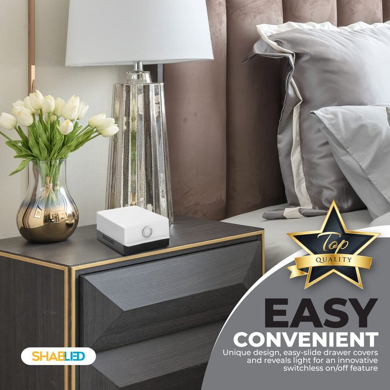 Shabled Bedside Lamp with Drawer – Touch LED Nightstand Lamp with Storage, Shabbos Safe Table Lamp for Bedroom, Baby Nursery, Home Office, Reading Light, 50,000 Hour LED (Black)