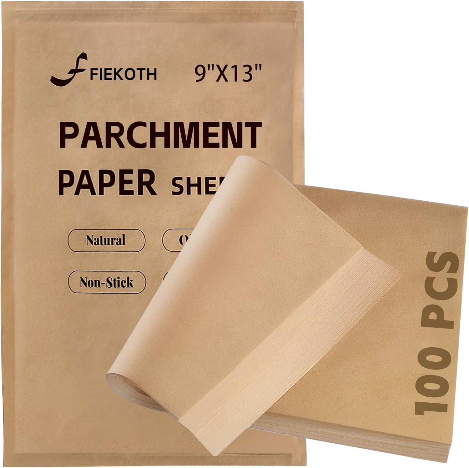 Regine Switzerland Unbleached Parchment Paper Sheets - 100 Pcs 9x13 Inches for Baking & Cooking
