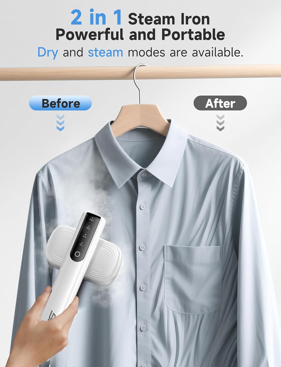 Skiennix Travel Steamer - Portable Handheld Clothes Wrinkle Remover | 1200W Power, 100ml Capacity