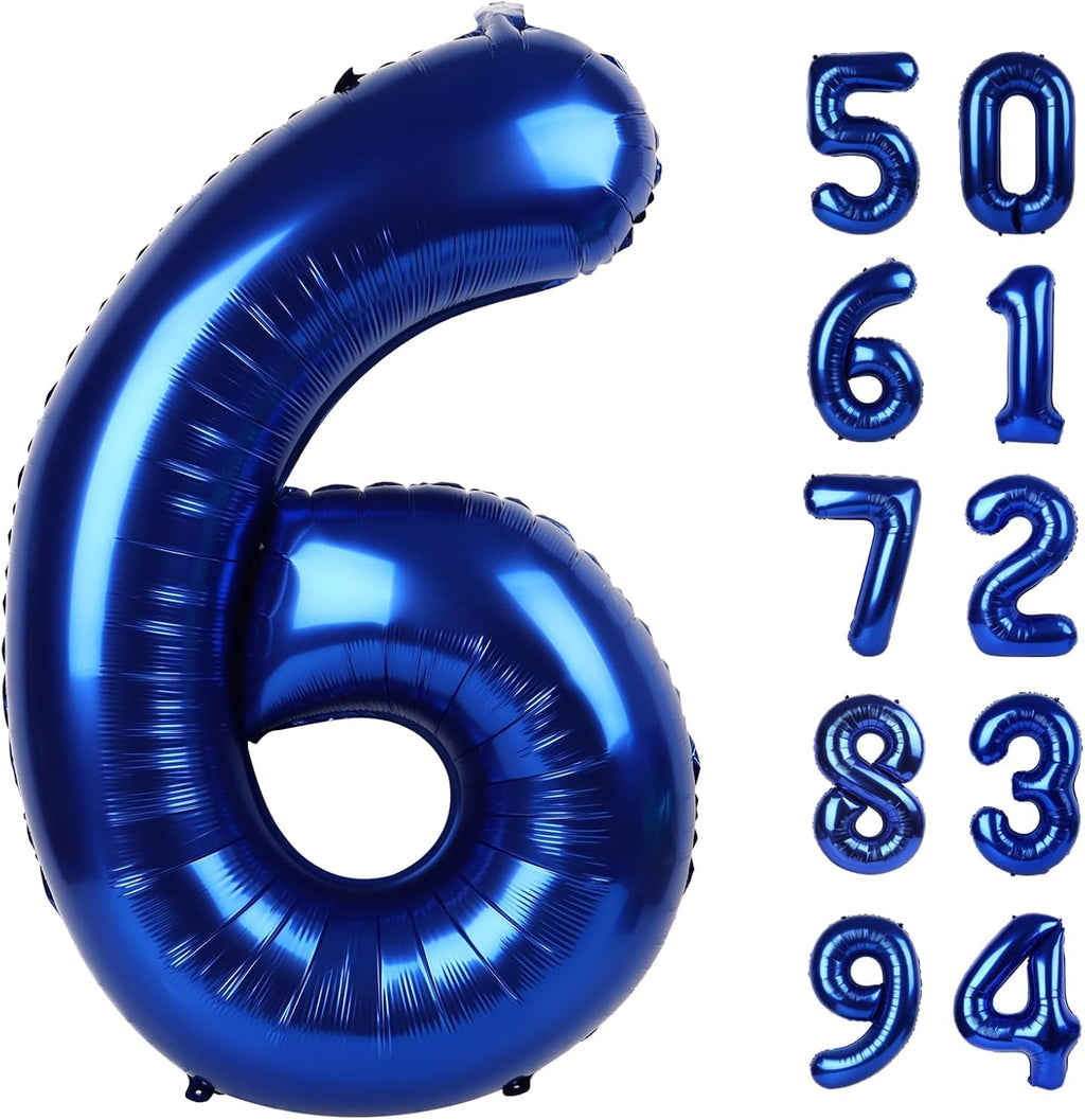 Night Blue Number 6 Balloon - 40 Inch Birthday Decoration for 6th Birthday Party Supplies