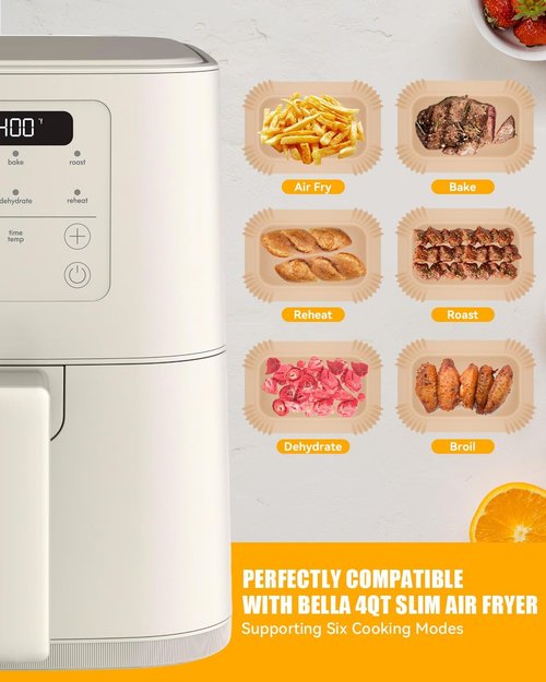 Bella 130PC Air Fryer Paper Liners - Non-Stick, Food-Grade Parchment for 4Qt Slim Air Fryer