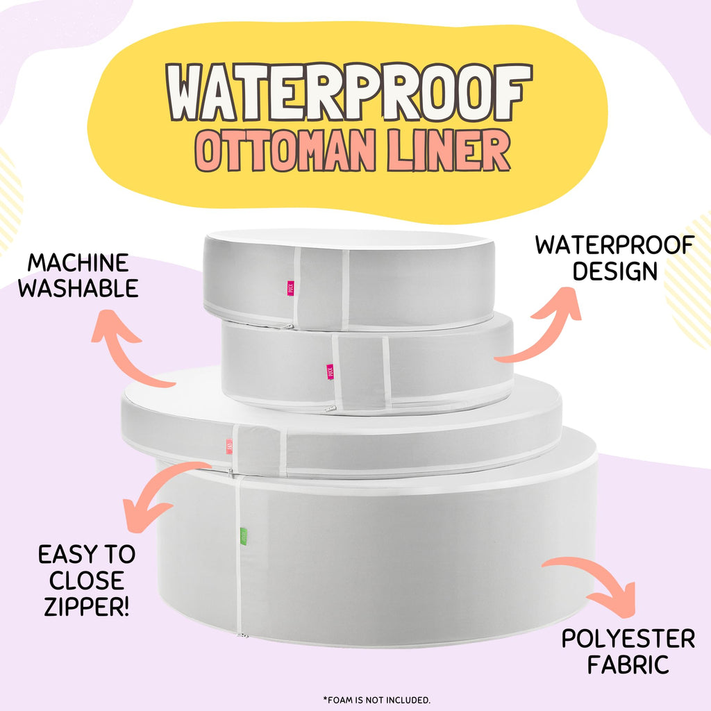 Couch Swag Waterproof Ottoman Liner Set – Leak-Proof 4-Piece Foam Protection Cover for Kids Modular Play Ottoman